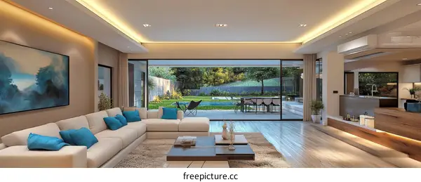 Modern Living Room with Garden View