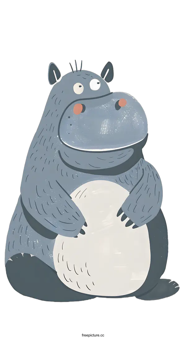 [Transparent Background PNG]Cute Cartoon Hippopotamus Illustration