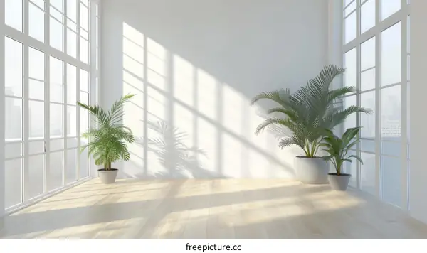 Empty room with white walls and wooden floor