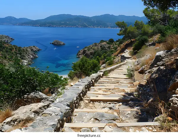 Stone path by the sea