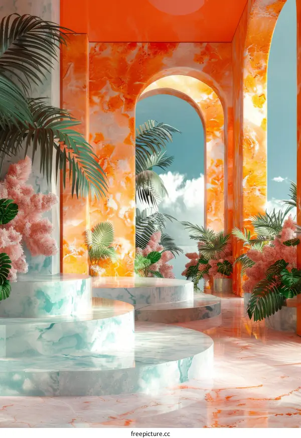 Colorful Architectural Interior Design Illustration