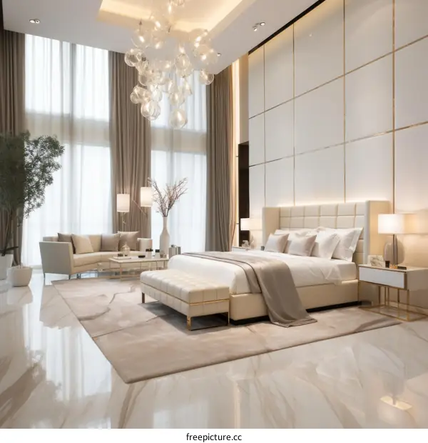 Bright and Airy Bedroom With Modern Furnishings