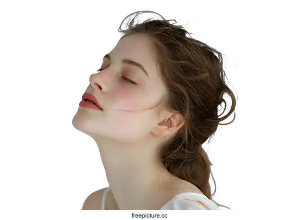 [Transparent Background PNG]Close Up Portrait of a Young Woman with Long Hair