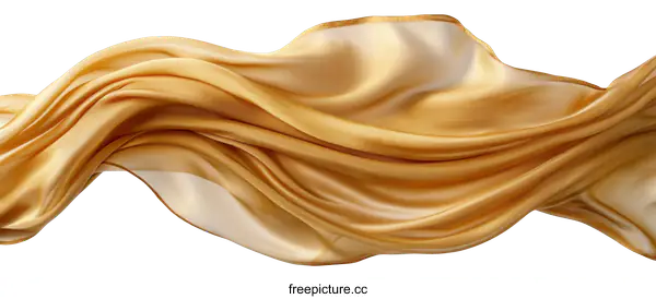 [Transparent Background PNG]Golden Silk Fabric Drape Closeup