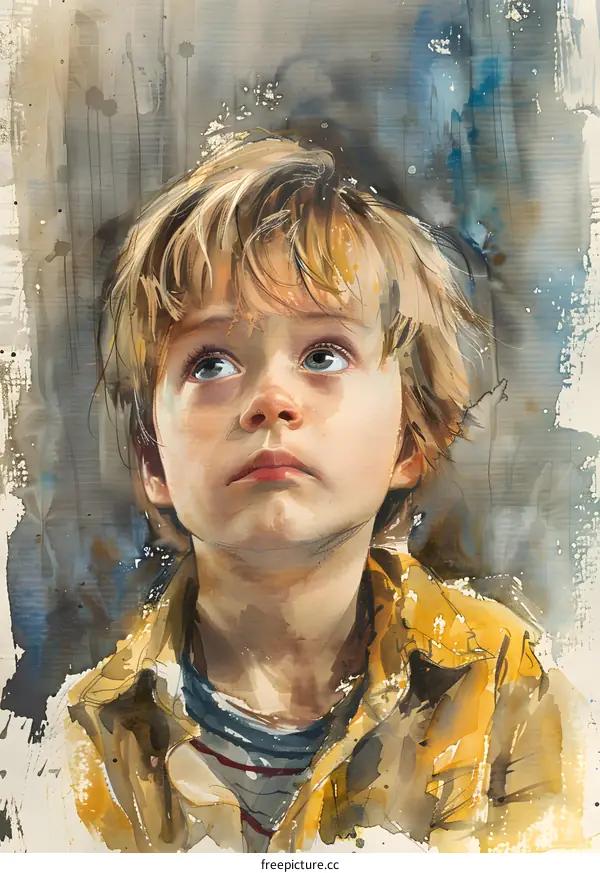 Portrait of a boy with blond hair and blue eyes