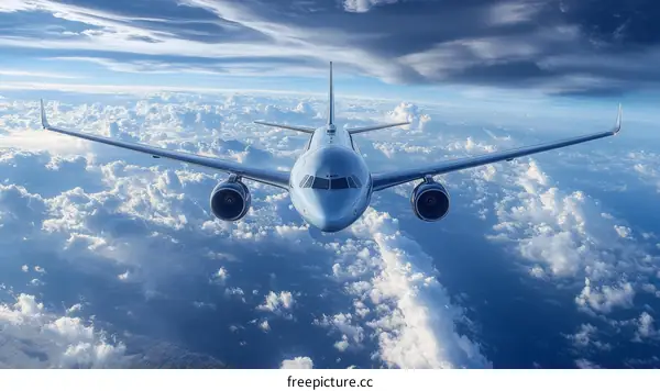 Airplane Flying Above Clouds Scenic View