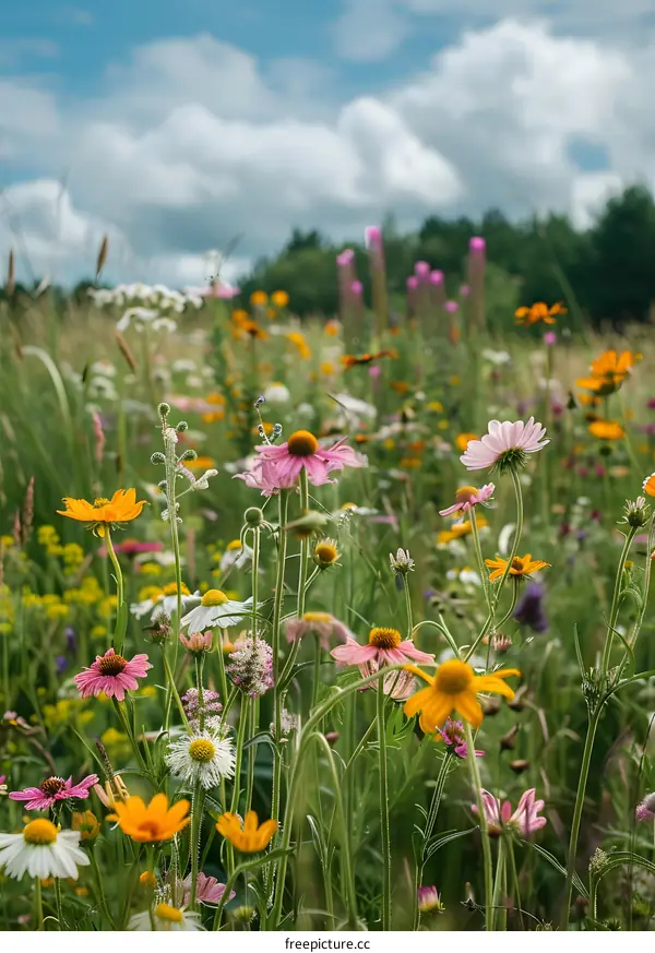Closeup of Wildflowers in a Field