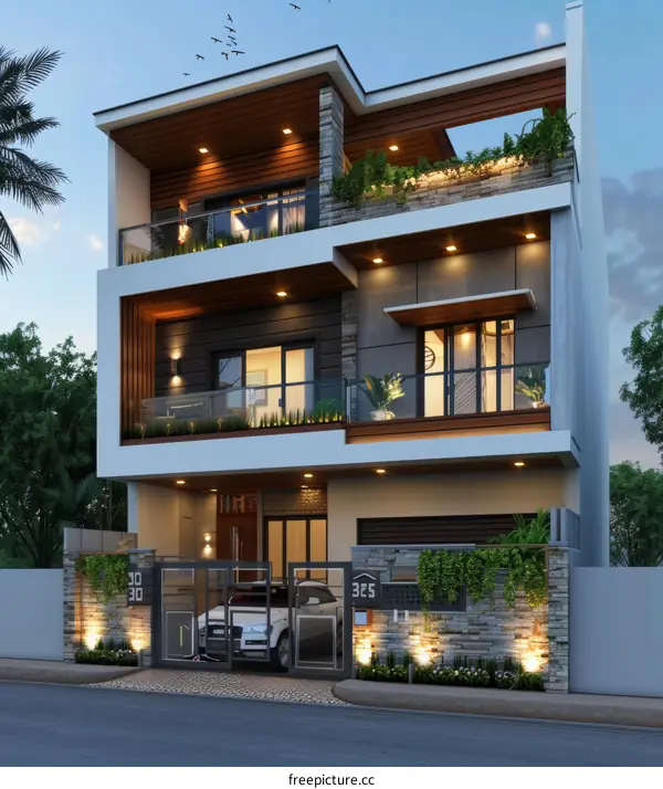 Modern Multi-story House Exterior Design