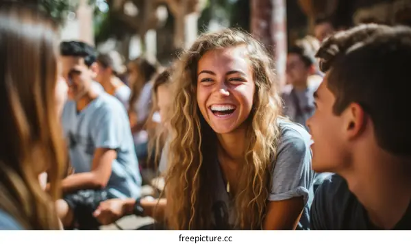 Laughing with friends