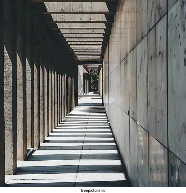 Sunlight Shining Through a Covered Walkway