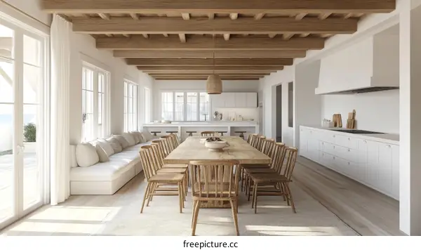 Modern Coastal Dining Room Interior Design Illustration