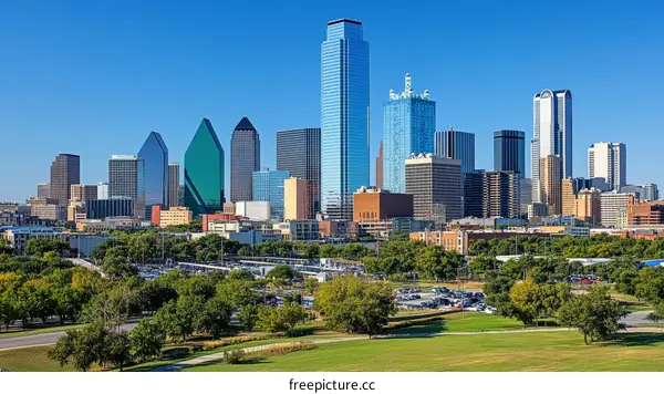 Downtown Austin Texas Skyline View with Skyscrapers