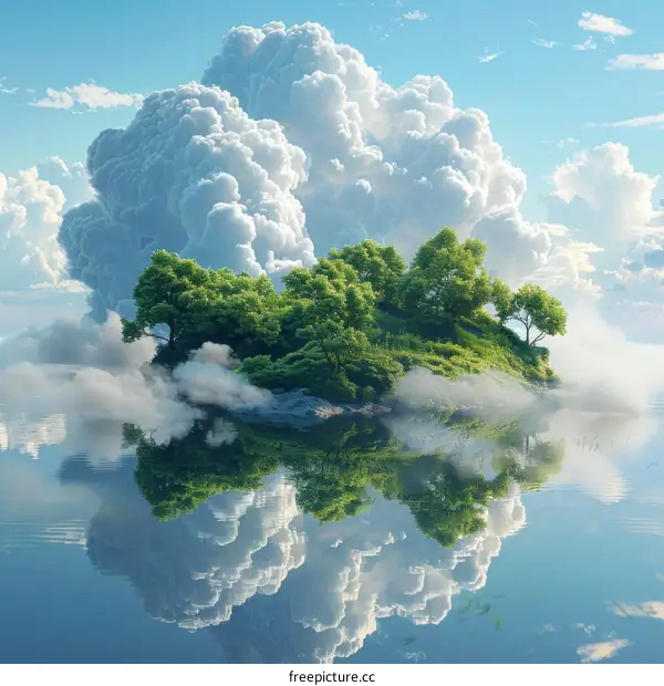 Floating Island in a Sky of Clouds