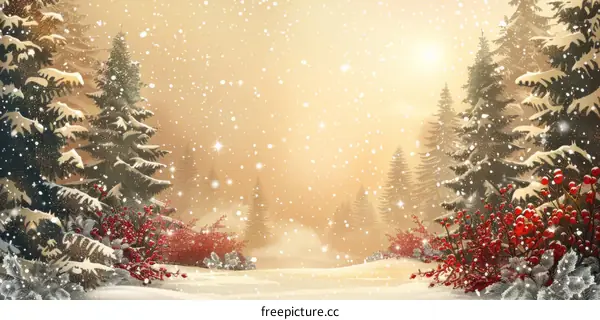 Serene Winter Forest Bathed in Golden Light