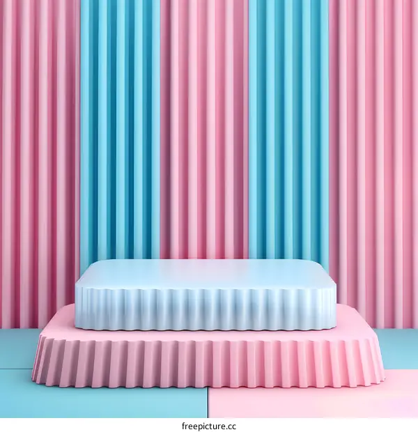 Abstract Pastel Pink and Blue Background with a Platform