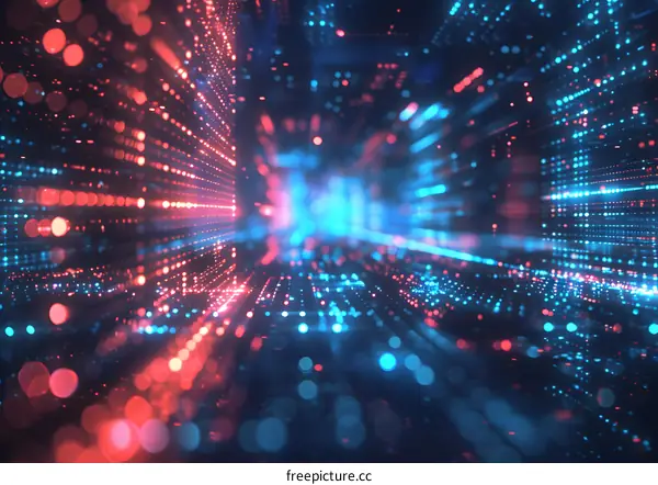 Abstract glowing blue and red technology background