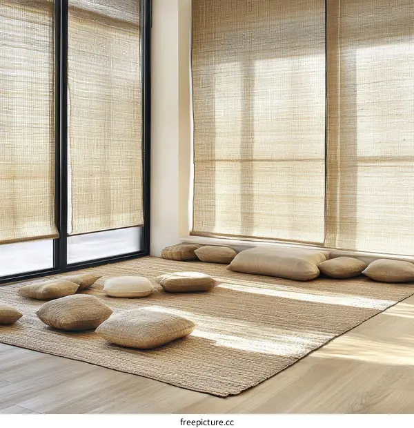 Natural Light Filled Meditation Space with Cushions