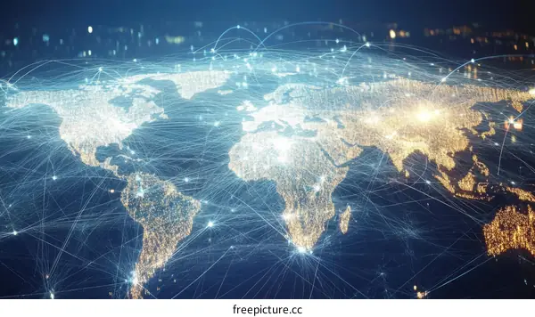 Global Network Connections World Map Illustration