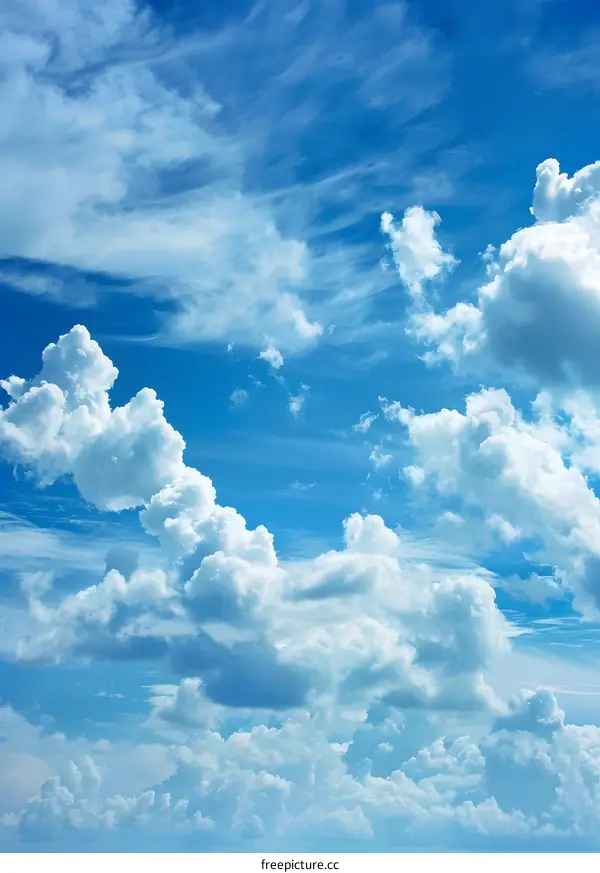 Blue Sky with White Puffy Clouds