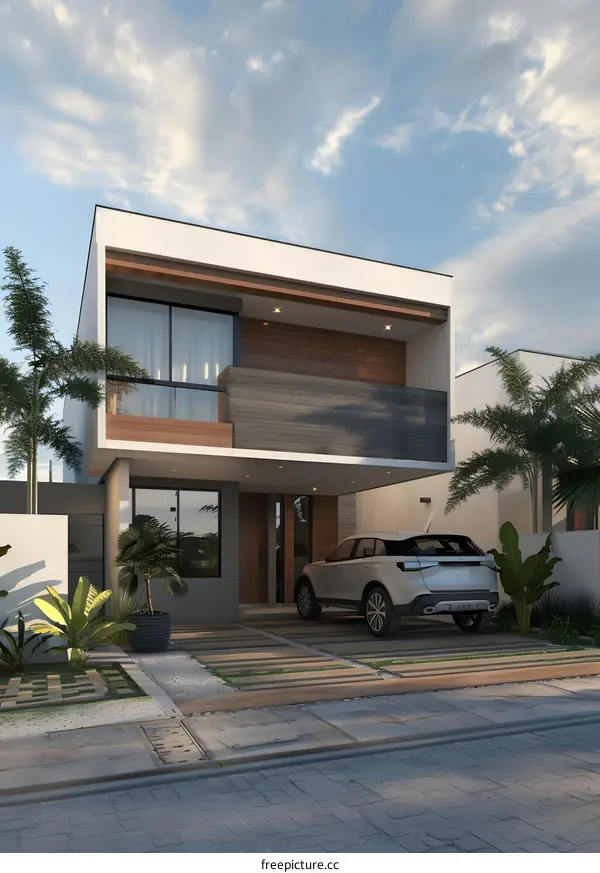 Modern Minimalist House Design with a Balcony