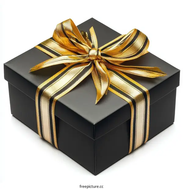 Elegant Black Gift Box with Gold Ribbon