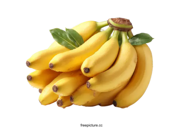 [Transparent Background PNG]Fresh Bunch of Bananas with Green Leaves