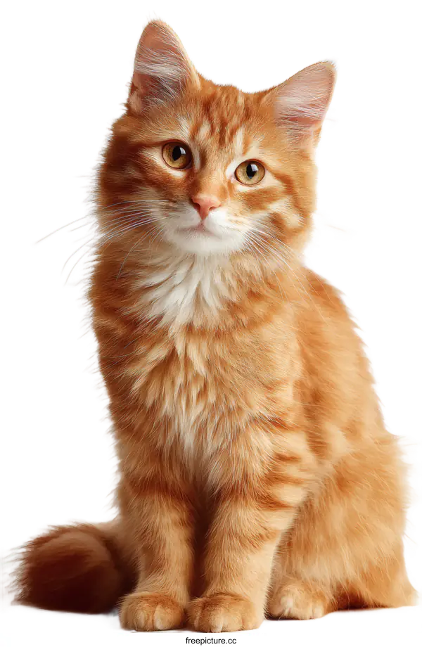 [Transparent Background PNG]Adorable Ginger Kitten Portrait Against White Background