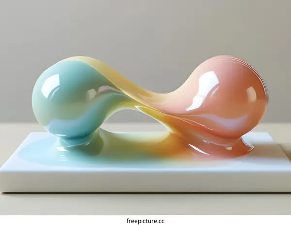 Abstract 3D Render of Two Colorful Liquid Droplets Connected by a Thin Line