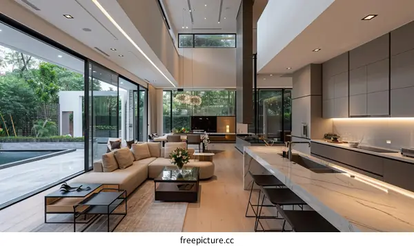 An Ultra-Modern House with a Pool and Glass Facade