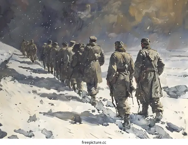 Chinese soldiers in the snow