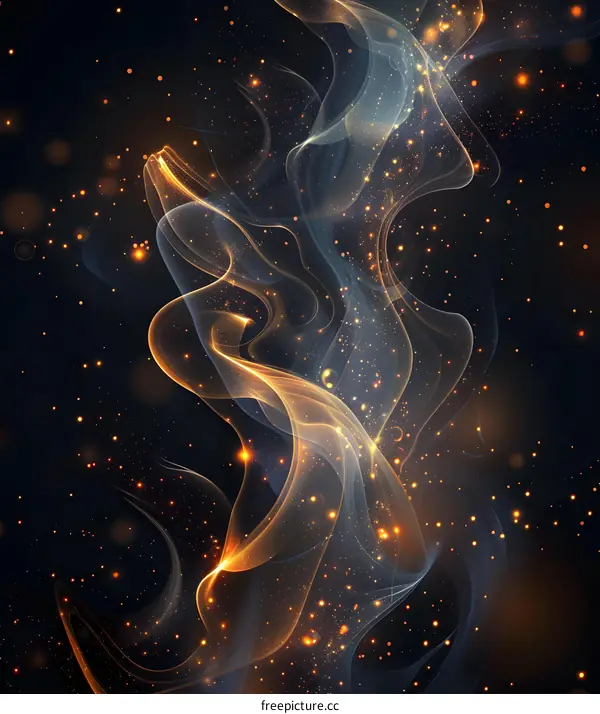 Golden Nebula Flying in Space