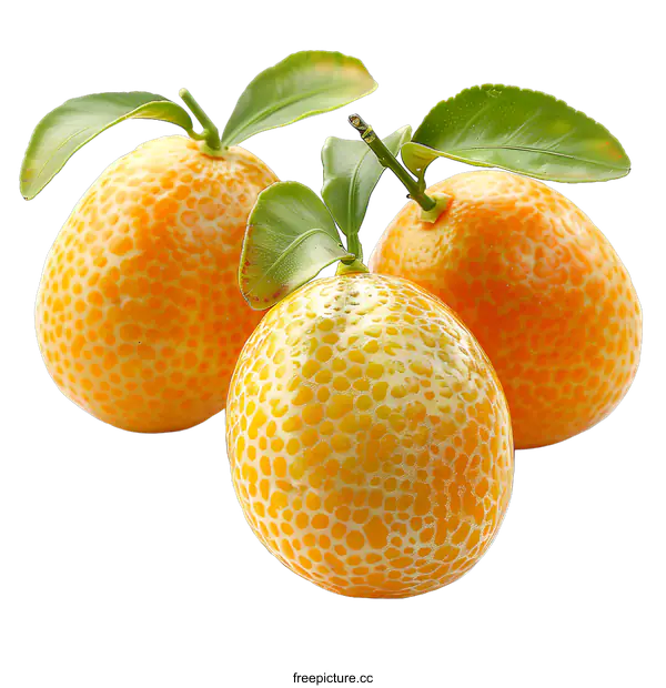 [Transparent Background PNG]Three kumquats on white