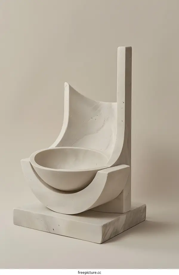 Abstract Minimalist Sculpture Design White Marble Bowl
