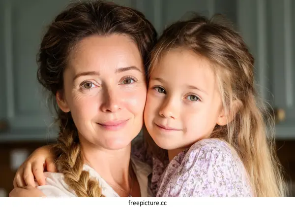 Loving Embrace Between Mother and Daughter