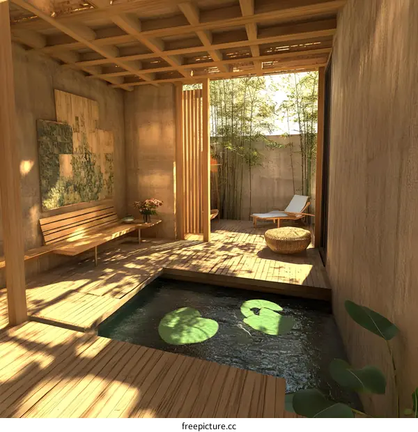 Modern Japanese Zen Garden Courtyard Interior Design