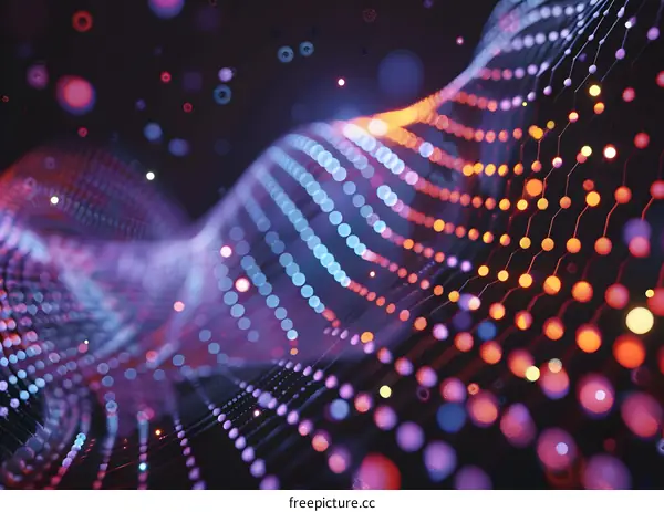 Abstract Geometric Pattern with Glowing Dots