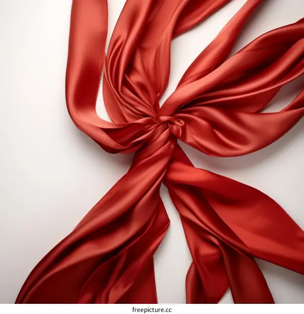 Red silk scarf on white background