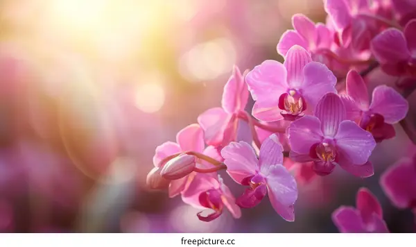 Close-up of delicate pink orchid flowers with blurred background