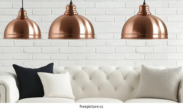Copper Pendant Lights in a Modern Living Room