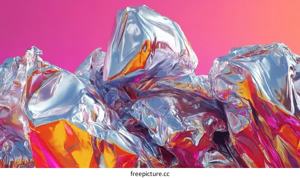 Abstract Metallic Forms in Vibrant Colors