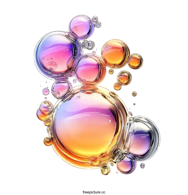 [Transparent Background PNG]Colorful Abstract Bubbles and Liquid Drops