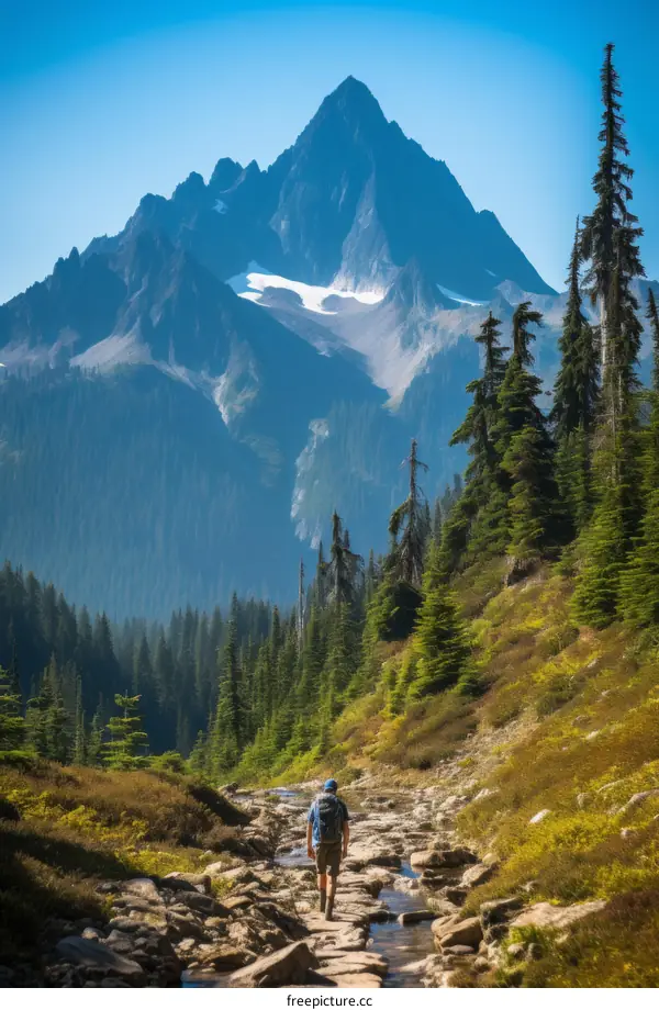 Man hiking in the mountains