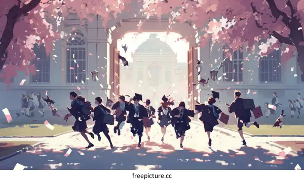 Happy Graduates Throwing Caps in the Air