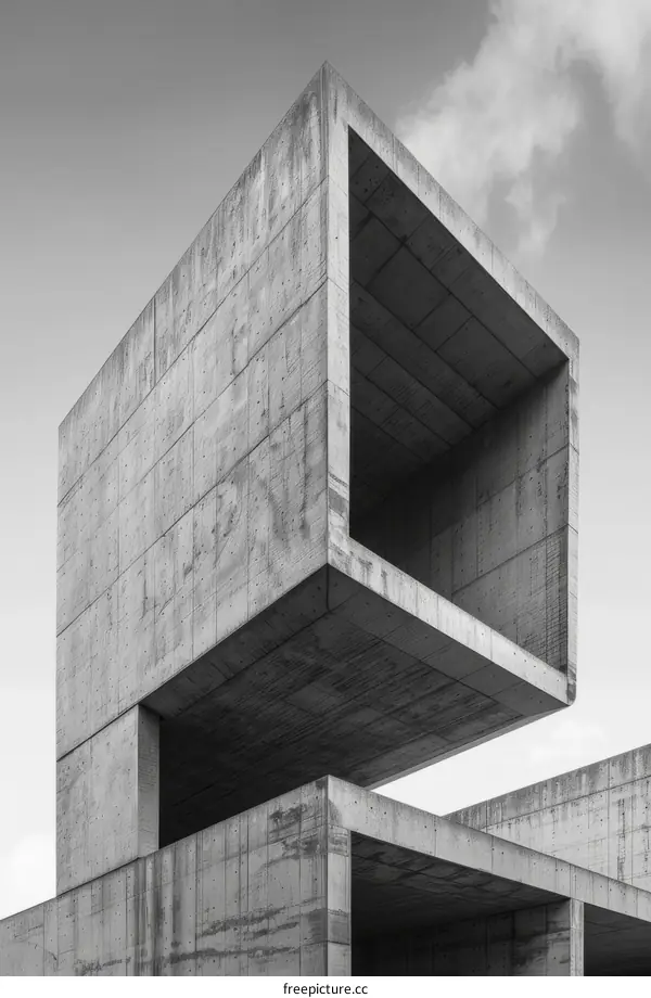 Concrete Building with Large Opening Windows