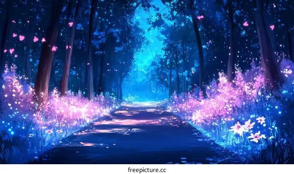 Enchanted Forest Pathway at Night