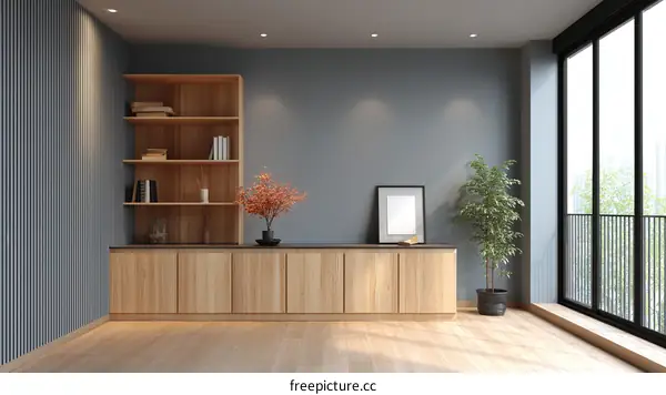 Modern Minimalist Wooden Living Room Interior Design