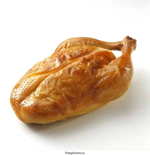 Roasted chicken on white background