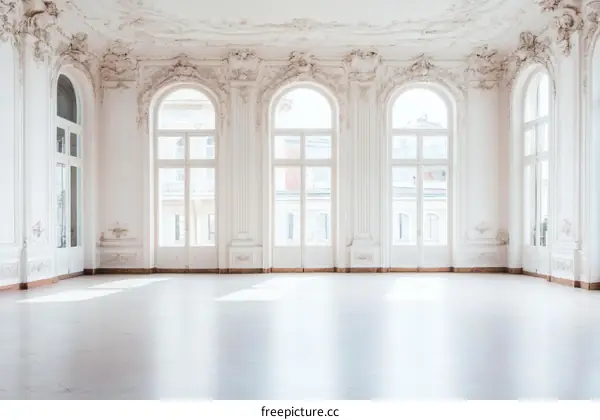 Elegant Empty Grand Ballroom with Ornate Architecture