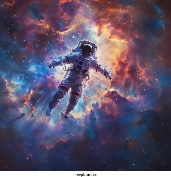 Astronaut in Space Nebula