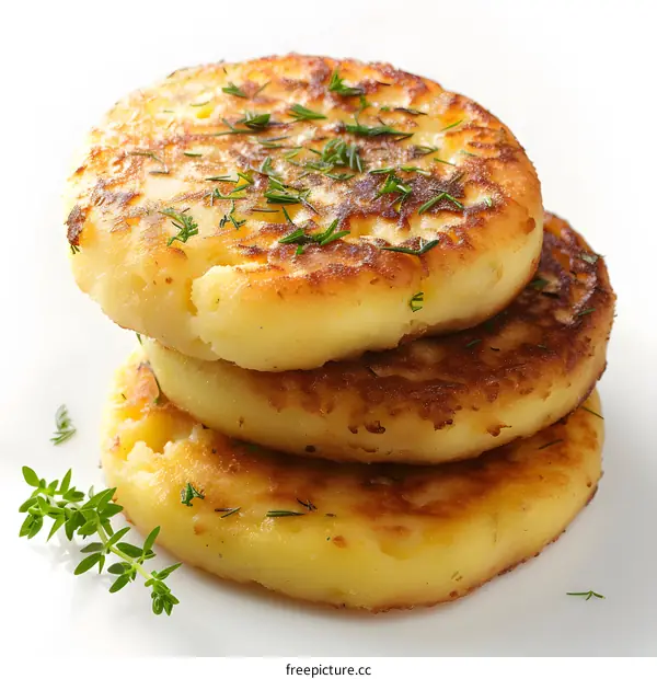Three potato pancakes with dill